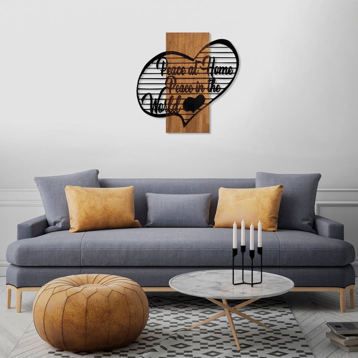 Wallity Peace At Home Peace in The World 1 - Escultura de Pared Nogal y Negro Wallity Peace At Home Peace in The World 1 - Escultura de Pared Nogal y Negro